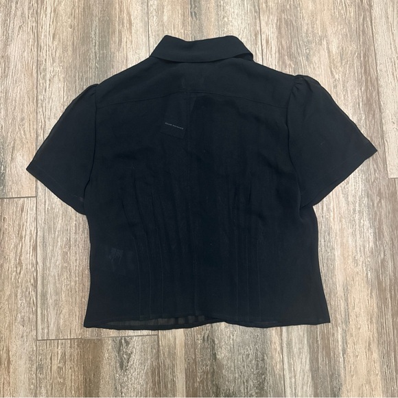 CLUB MONACO Sheer Silk Button Down Blouse in Black Size S NWT - Picture 7 of 9